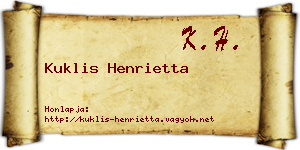 Kuklis Henrietta névjegykártya